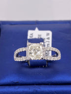 14k White Gold 1.50 CT Radiant Cut Diamond Engagament Ring