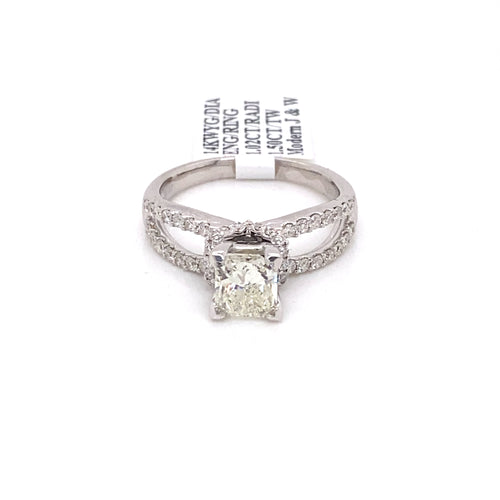 14k White Gold 1.50 CT Radiant Cut Diamond Engagament Ring