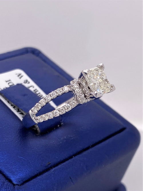 14k White Gold 1.50 CT Radiant Cut Diamond Engagament Ring