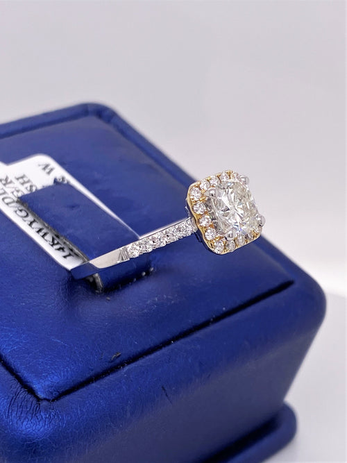 14k White Gold 1.55 CT Cushion Diamond Engagement Ring