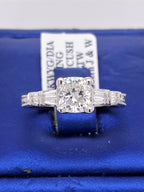 18k White Gold 1.22 CT Cushion Cut Diamond Engagement Ring