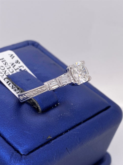 18k White Gold 1.22 CT Cushion Cut Diamond Engagement Ring