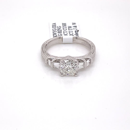 18k White Gold 1.22 CT Cushion Cut Diamond Engagement Ring