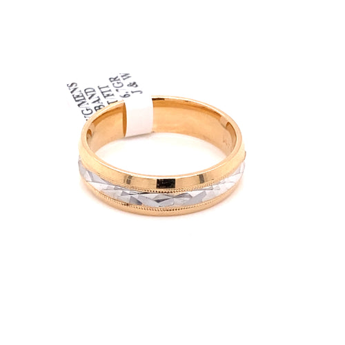 14k Two Tone Gold Diamond Cut Men's Wedding Band