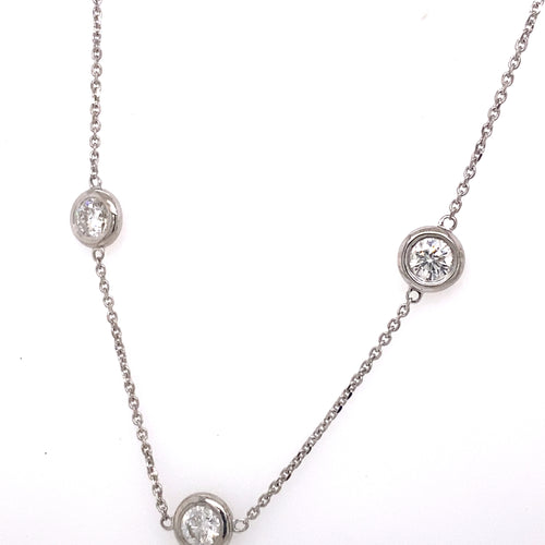 14K White Gold 4.50 CT Diamond By The Yard Necklace