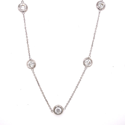 14K White Gold 4.50 CT Diamond By The Yard Necklace