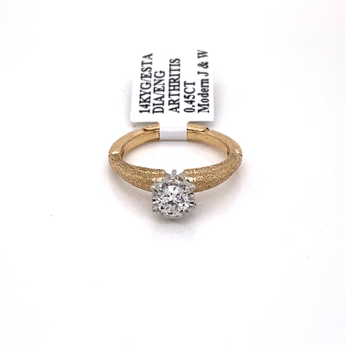 Estate 14k Yellow Gold 0.45 CT Diamond Engagement Ring W/ Arthritis Shank
