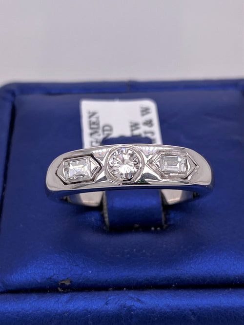 Estate 14k White Gold 1.00 CT Diamond Men's Band