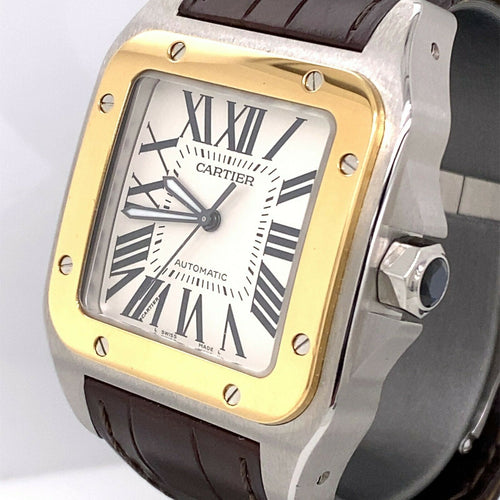 Cartier Santos 100 Midsize Steel & 18k Yellow Gold W20107X7