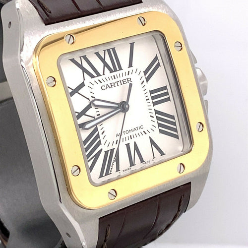 Cartier Santos 100 Midsize Steel & 18k Yellow Gold W20107X7