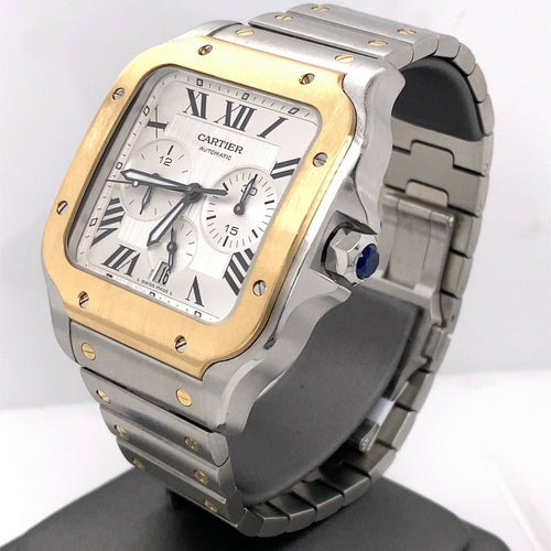 Cartier Santos Chronograph XL Steel & 18k Yellow Gold W2SA0008