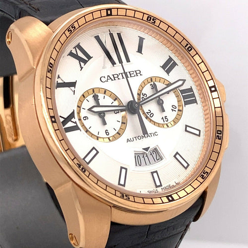 Cartier Calibre de Cartier Chronograph 18k Rose Gold W7100044