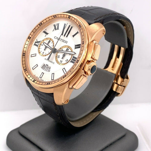 Cartier Calibre de Cartier Chronograph 18k Rose Gold W7100044