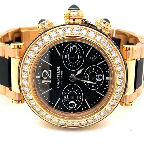 Cartier Pasha Seatimer 42 mm Chronograph 18k Pink Gold & Diamond MJ13000M WJ13000M