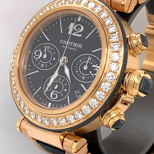 Cartier Pasha Seatimer 42 mm Chronograph 18k Pink Gold & Diamond MJ13000M WJ13000M