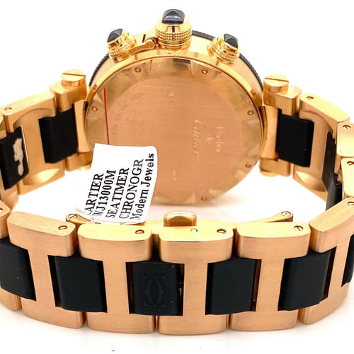 Cartier Pasha Seatimer 42 mm Chronograph 18k Pink Gold & Diamond MJ13000M WJ13000M