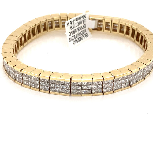 14k Yellow Gold 15.00 CT Princess Cut Diamond Tennis Bracelet