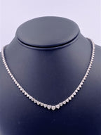 14k White Gold 12.00 CT Diamond Riviera Tennis Necklace, S15399