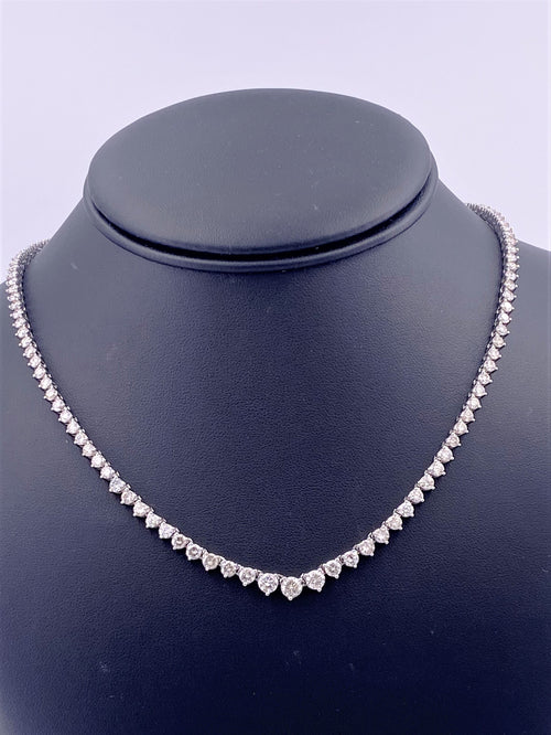 14k White Gold 12.00 CT Diamond Riviera Tennis Necklace, S15399