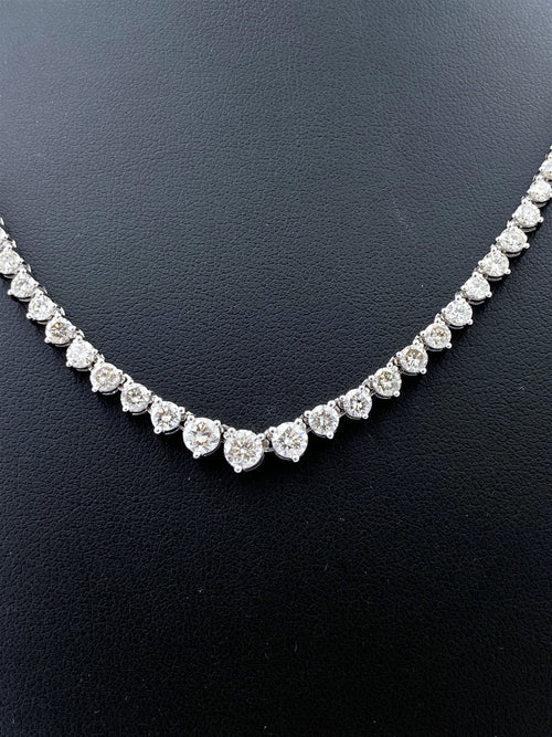 14k White Gold 12.00 CT Diamond Riviera Tennis Necklace, S15399
