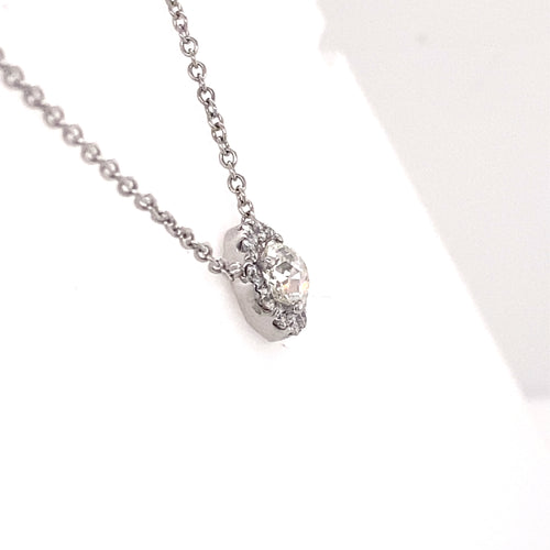 14k White Gold 1.10 CT Briolette Diamond Pendant Necklace