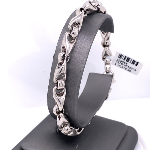 14k White Gold Fancy Link Men's Bracelet