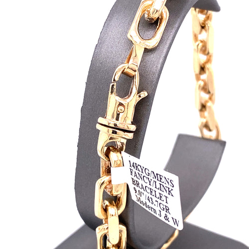 14k Yellow Gold en's Fancy Link Bracelet