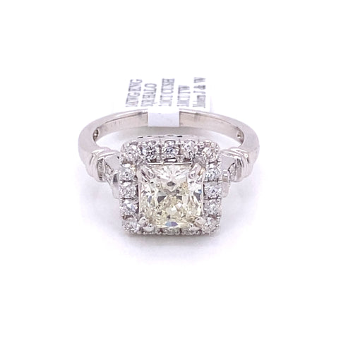 14k White Gold 3.00 CT Diamond Cushion Cut Halo Engagement Ring