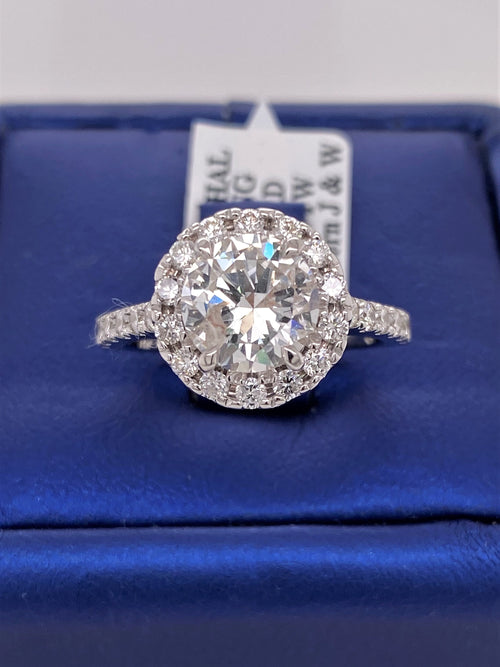 14k White Gold 2.85 CT Diamond Halo Engagament Ring
