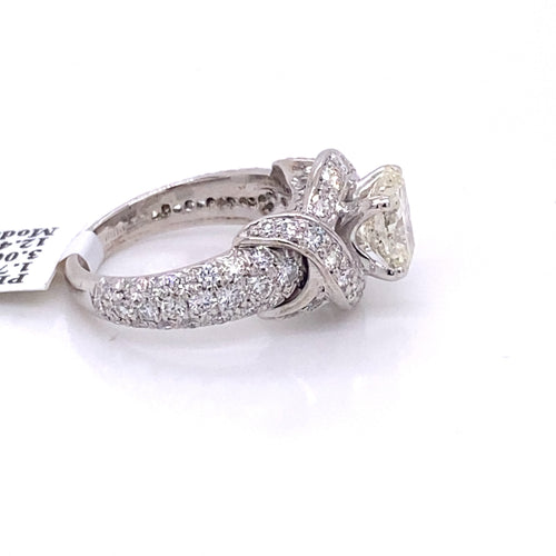 Platinum 3.00 CT Cushion Diamond Fancy Engagement Ring