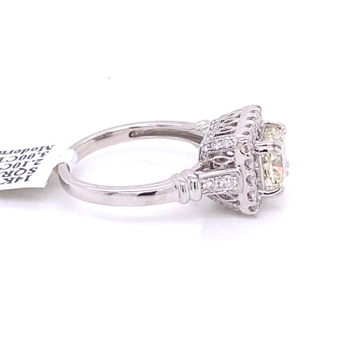 14k White Gold 3.00 CT Diamond Cushion Cut Halo Engagement Ring