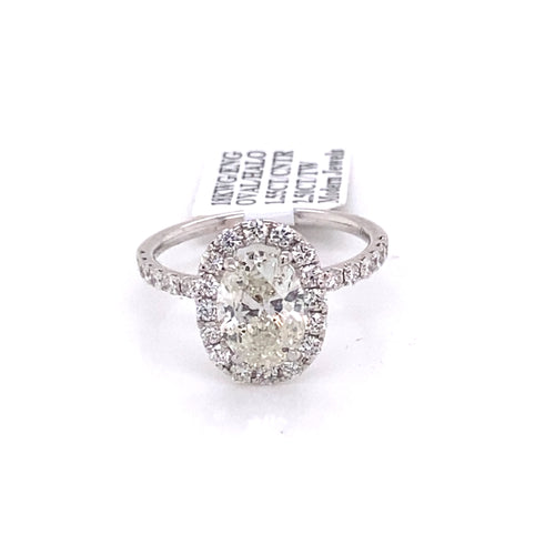 18k White Gold 2.50 CT Diamond Oval Halo Engagement Ring