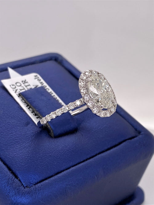 18k White Gold 2.50 CT Diamond Oval Halo Engagement Ring