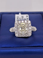 14k White Gold 3.00 CT Diamond Cushion Cut Halo Engagement Ring