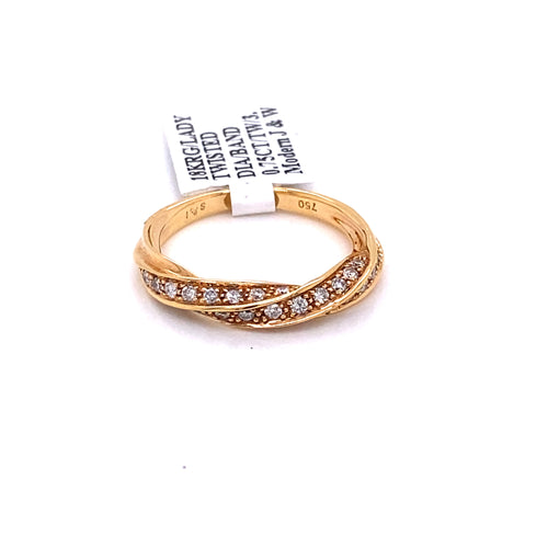 Twisted 18k Rose Gold 0.75 CT Diamond Wedding Band