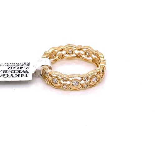 14k Yellow Gold 0.50 CT Diamond Wedding Band