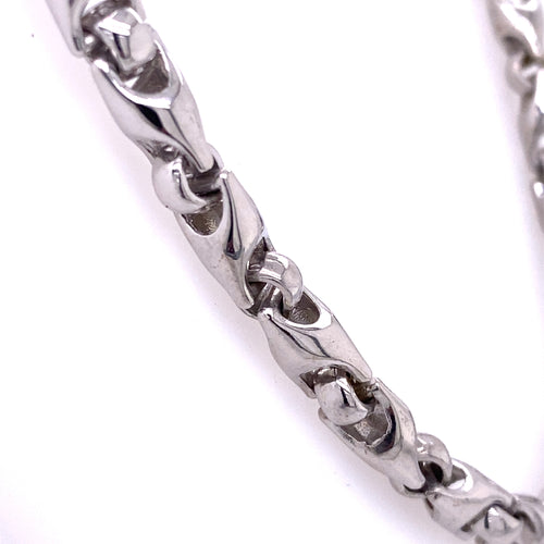 14k White Gold Fancy Men's Chain Necklace