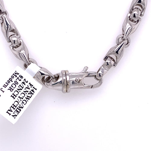 14k White Gold Fancy Men's Chain Necklace