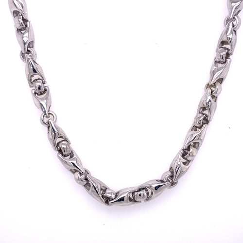 14k White Gold Fancy Men's Chain Necklace