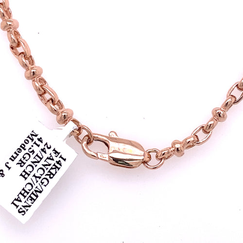 14k Rose Gold Fancy Men's Chain Necklace