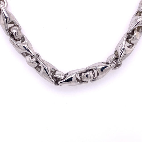 14k White Gold Fancy Men's Chain Necklace