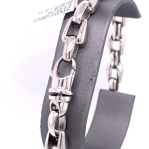 14k White Gold Fancy Men's Chain Bracelet