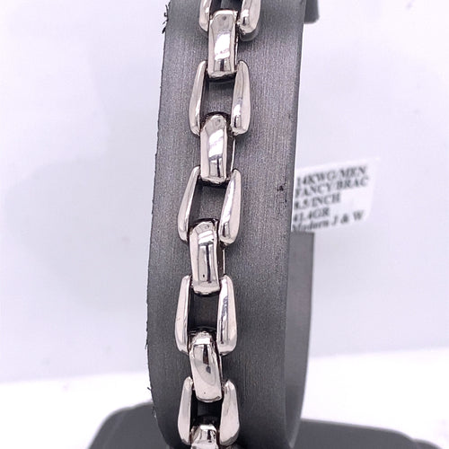 14k White Gold Fancy Men's Chain Bracelet