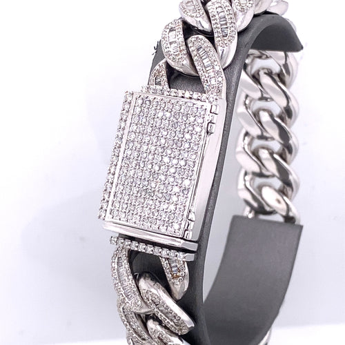 10k White Gold 15.00 CT Diamond Miami Cuban Link Bracelet