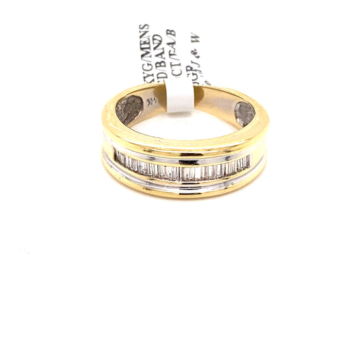 14k Yellow Gold 1.00 CT Baguette Diamond Men's Band