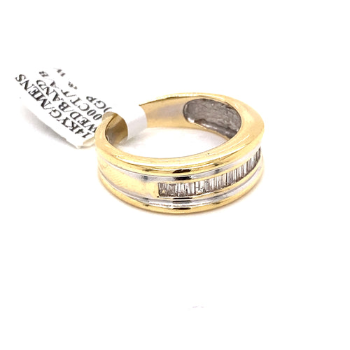 14k Yellow Gold 1.00 CT Baguette Diamond Men's Band