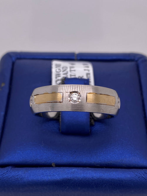 14k Two Tone 0.25 CT Diamond Men's Wedding Band Gold