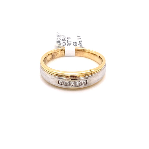 14k Yellow & White Gold 0.50 CT Princess Cut Diamond Men's Band