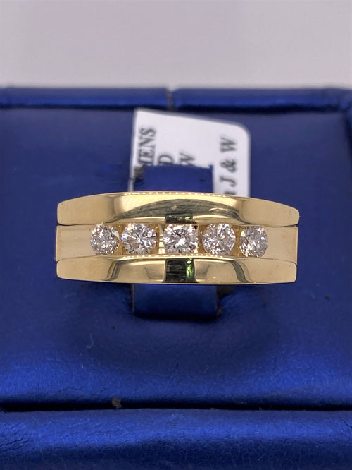 14k Yellow Gold 0.35 CT Diamond Channel Setting Men's Band