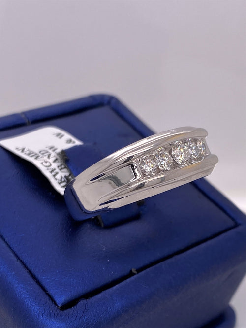 14k White Gold 0.75 CT Diamond Men's Band